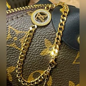 gorgeous monogram bracelet gold to match your purse bag or crossbody 🔥💕💎